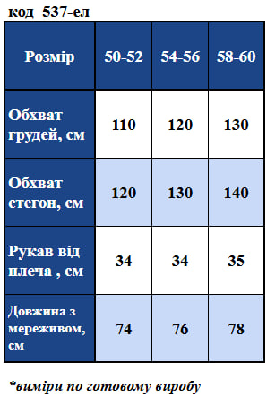 Таблица размеров