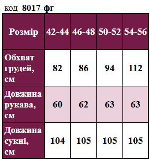 Таблица размеров