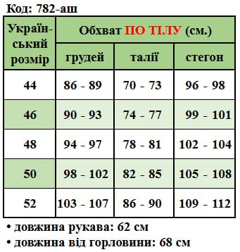 Таблица размеров