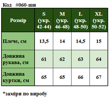 Таблица размеров