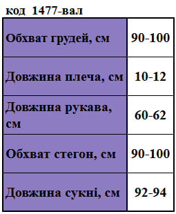 Таблица размеров
