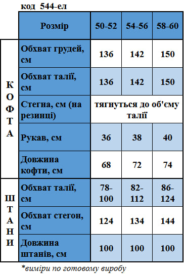 Таблица размеров
