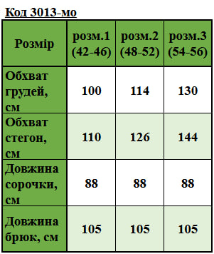 Таблица размеров