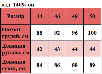 Таблица размеров