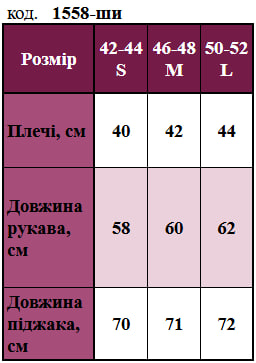 Таблица размеров