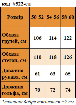 Таблица размеров