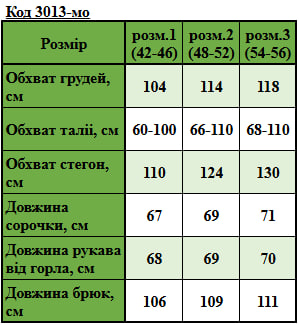 Таблица размеров