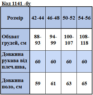 Таблица размеров