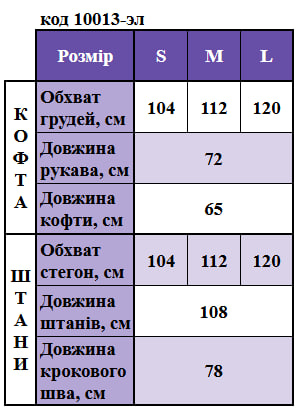 Таблица размеров