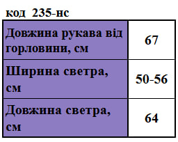 Таблица размеров