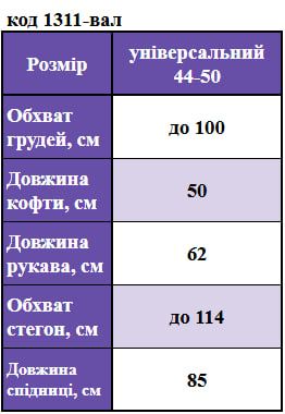 Таблица размеров