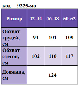 Таблица размеров