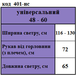 Таблица размеров
