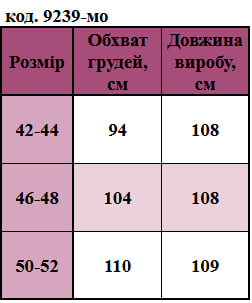 Таблица размеров