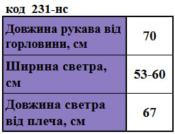Таблица размеров