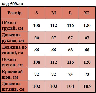 Таблица размеров