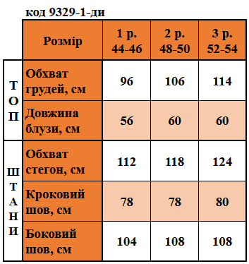 Таблица размеров