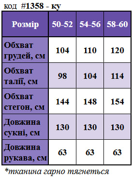 Таблица размеров