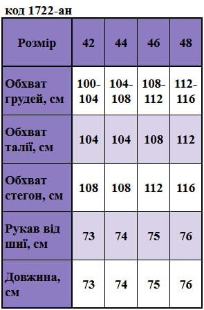 Таблица размеров