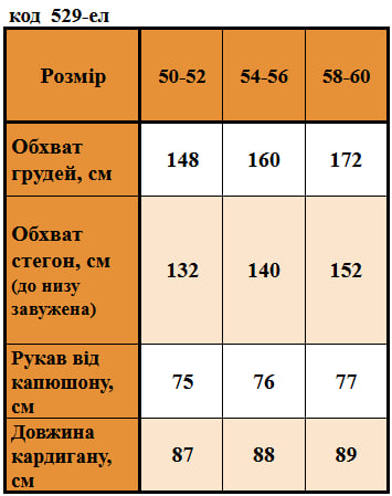 Таблица размеров