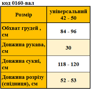 Таблица размеров