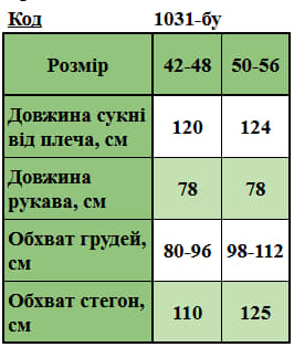Таблица размеров