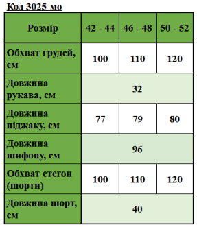 Таблица размеров