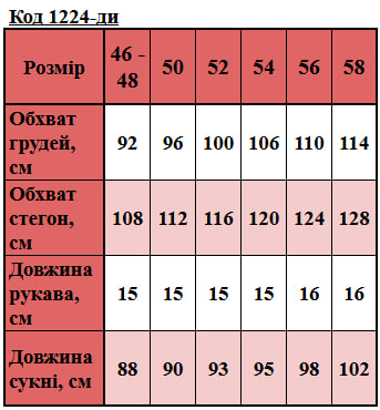 Таблица размеров